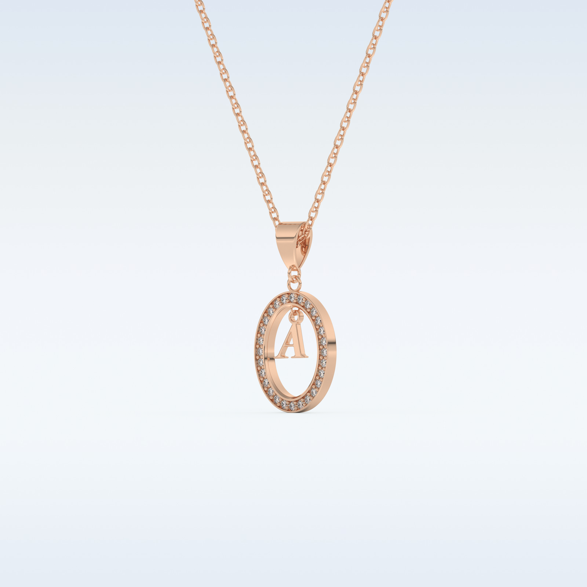 0.05 TCW Round Cut Initial Moissanite Solitaire Necklace in 14K/18K Gold