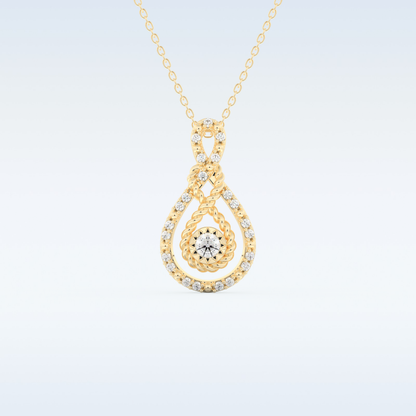 0.11 TCW Round Cut Pear With Multi Stone Moissanite Solitaire Necklace in 14K/18K Gold