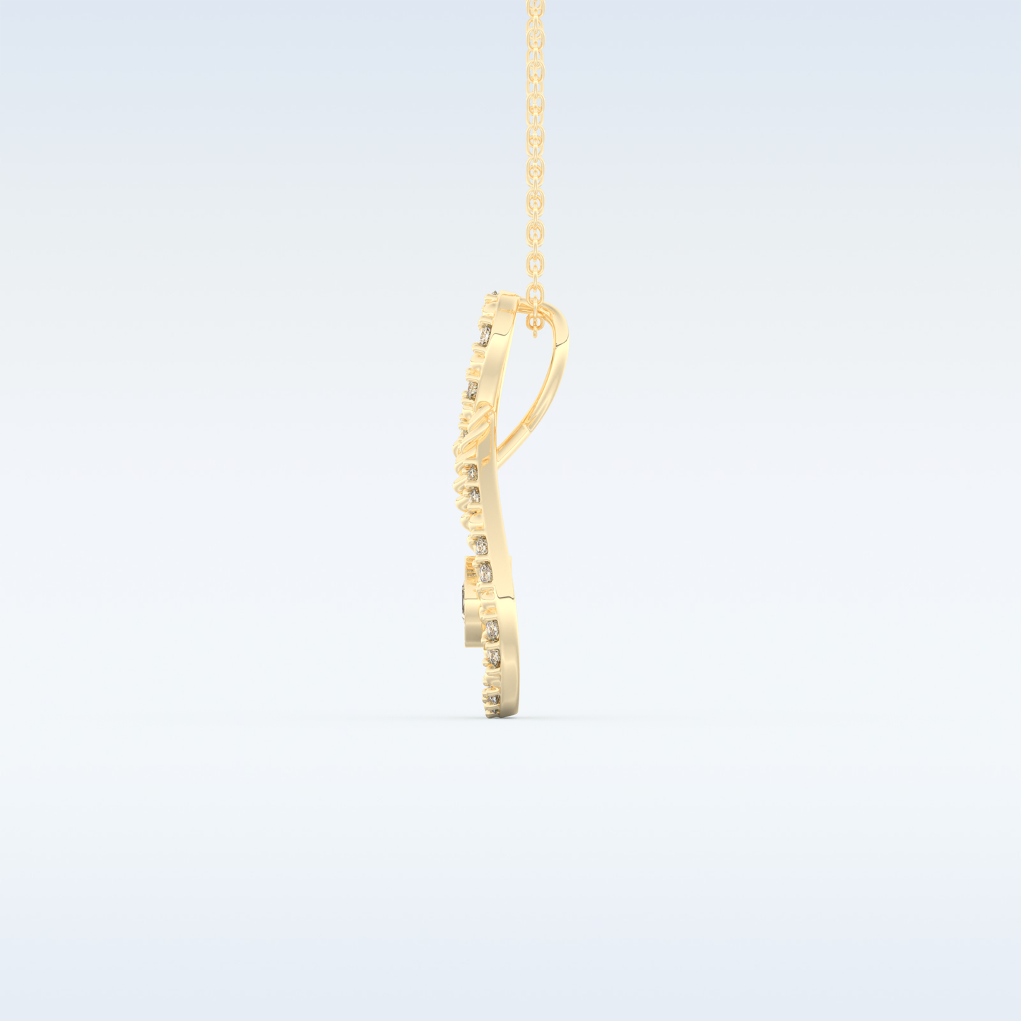 0.11 TCW Round Cut Pear With Multi Stone Moissanite Solitaire Necklace in 14K/18K Gold