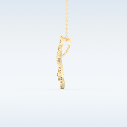0.11 TCW Round Cut Pear With Multi Stone Moissanite Solitaire Necklace in 14K/18K Gold