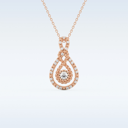 0.11 TCW Round Cut Pear With Multi Stone Moissanite Solitaire Necklace in 14K/18K Gold