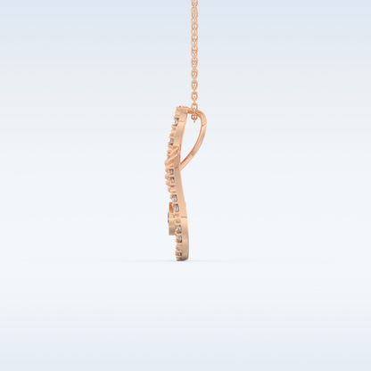 0.11 TCW Round Cut Pear With Multi Stone Moissanite Solitaire Necklace in 14K/18K Gold