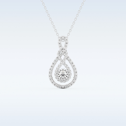 0.11 TCW Round Cut Pear With Multi Stone Moissanite Solitaire Necklace in 14K/18K Gold