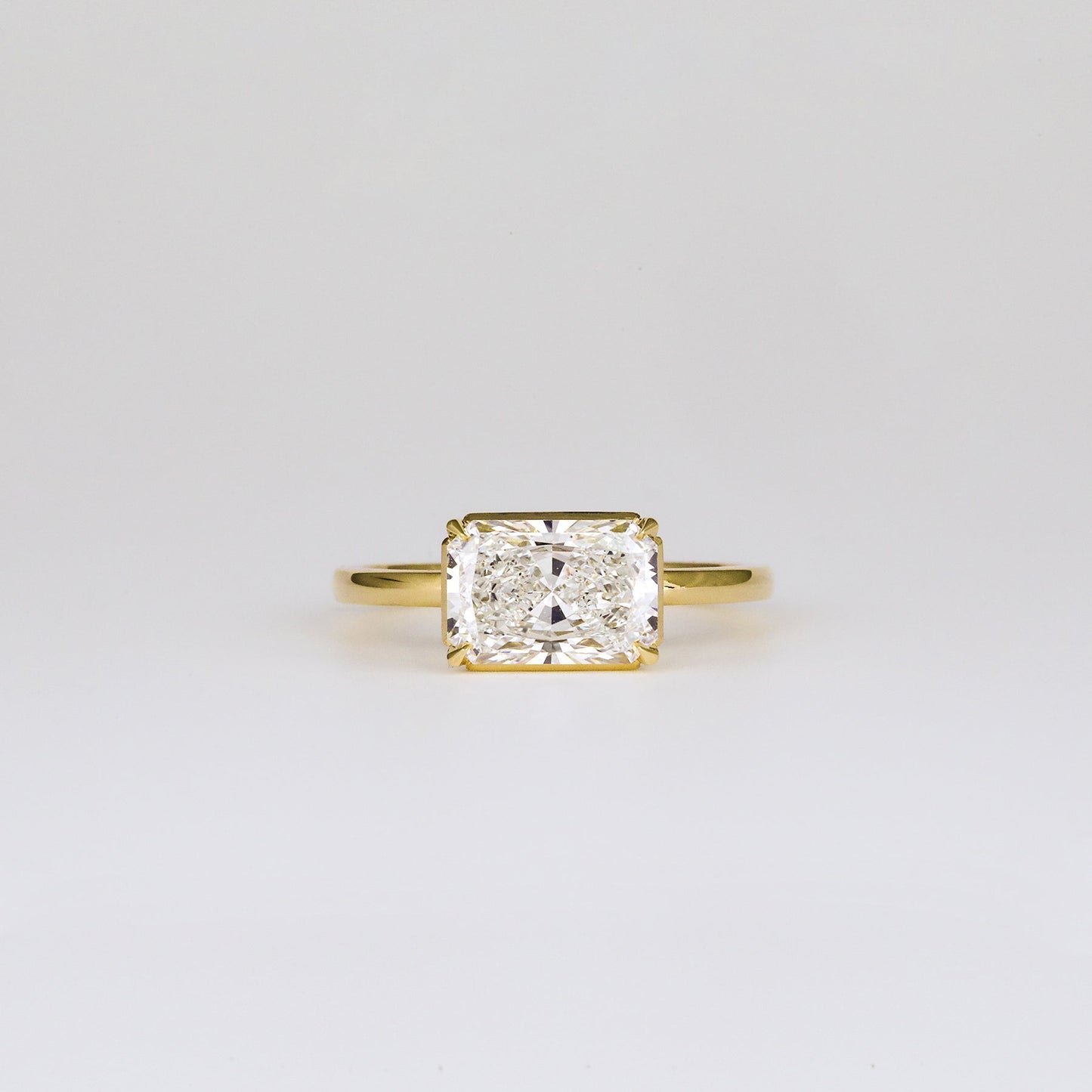 1.00 CT Radaint Cut East West Solitaire Lab Grown Diamond Engagement Ring