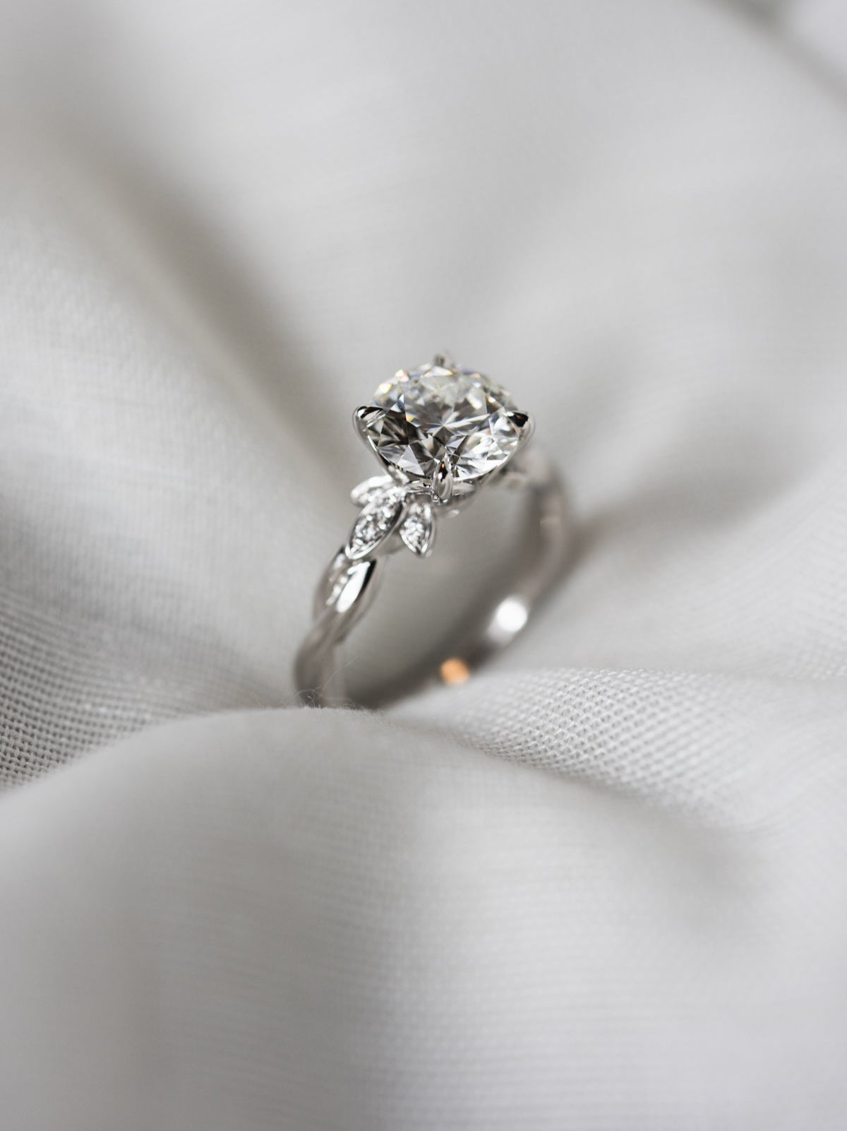 Marquise Shaped Three Stone Lab Grown Diamond Engagement Ring