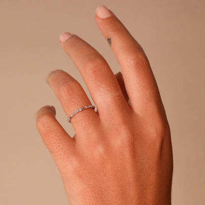 0.12 TCW Round & Pear Stones Dainty Pave Lab Grown Diamond Wedding Band