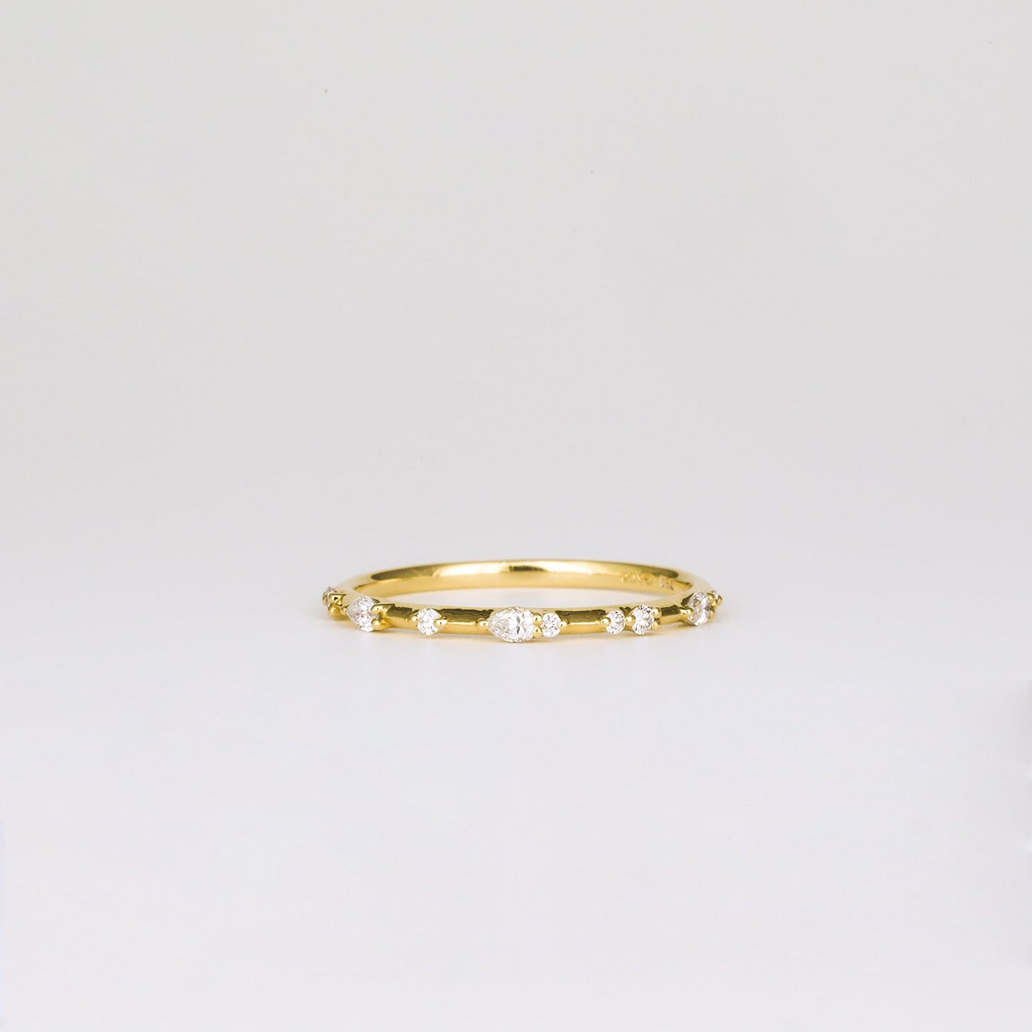 0.12 TCW Round & Pear Stones Dainty Pave Lab Grown Diamond Wedding Band