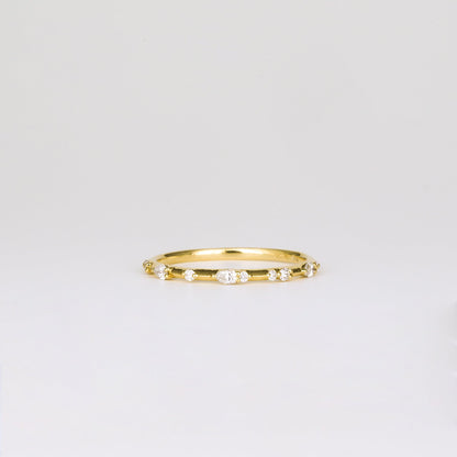 0.12 TCW Round & Pear Stones Dainty Pave Lab Grown Diamond Wedding Band