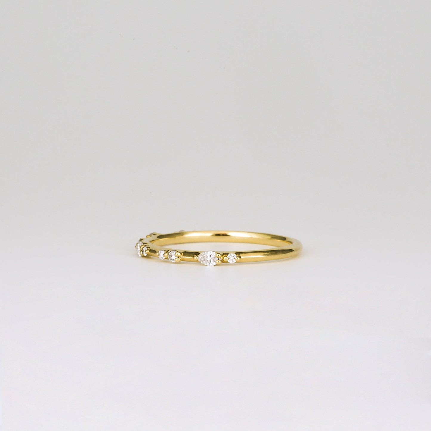 0.12 TCW Round & Pear Stones Dainty Pave Lab Grown Diamond Wedding Band