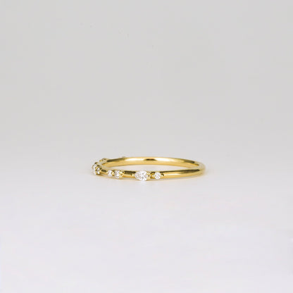 0.12 TCW Round & Pear Stones Dainty Pave Lab Grown Diamond Wedding Band