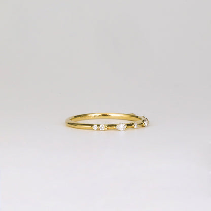 0.12 TCW Round & Pear Stones Dainty Pave Lab Grown Diamond Wedding Band