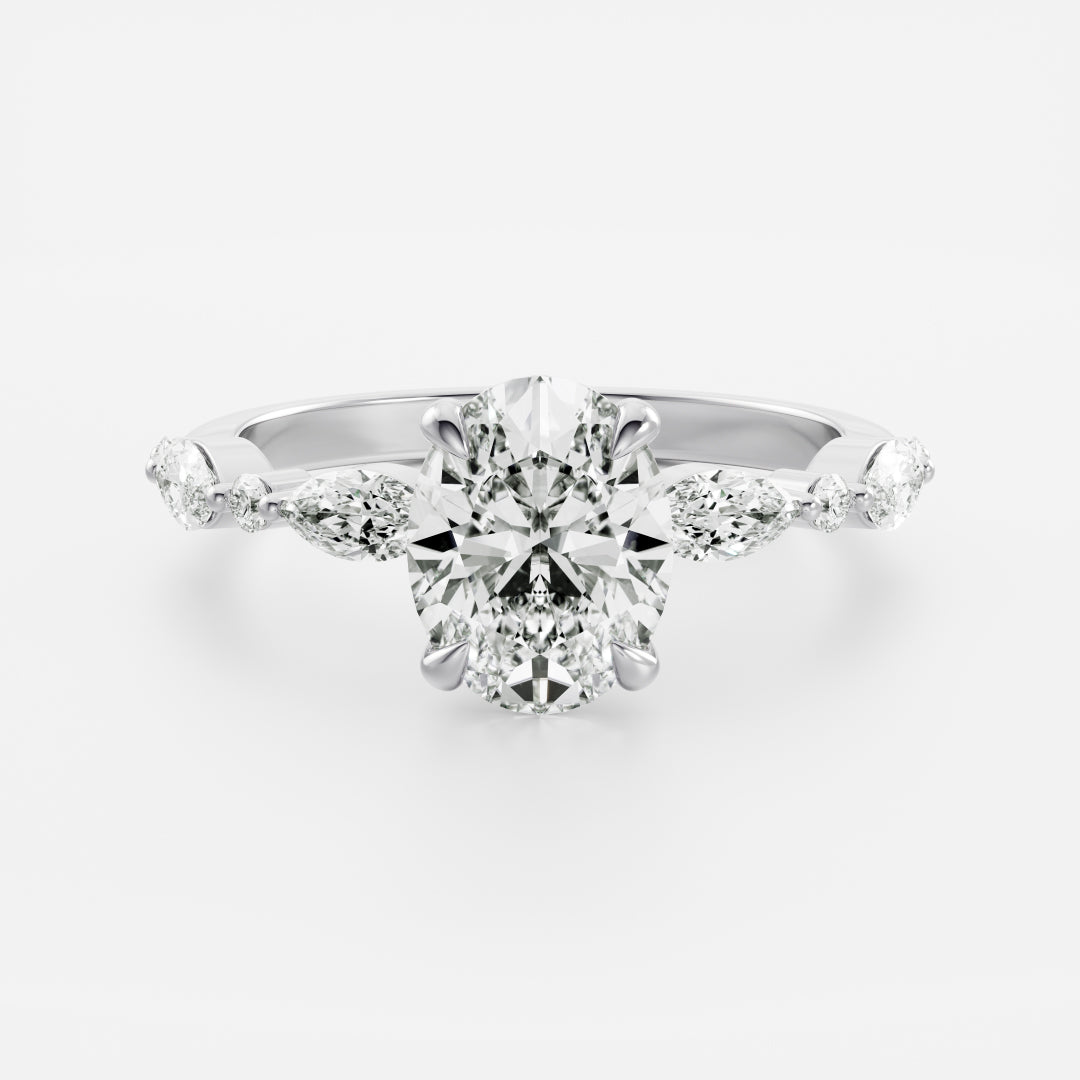 Oval Three Stone Lab Grown Diamond Engagement Ring