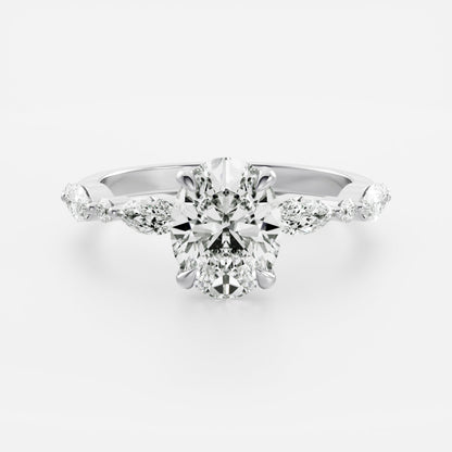 Oval Three Stone Lab Grown Diamond Engagement Ring