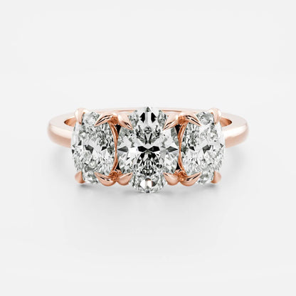 Oval Three Stone Lab Grown Diamond Engagement Ring