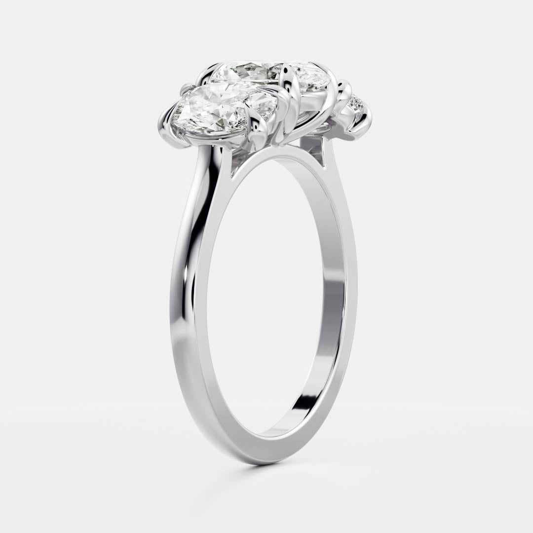 Oval Three Stone Lab Grown Diamond Engagement Ring