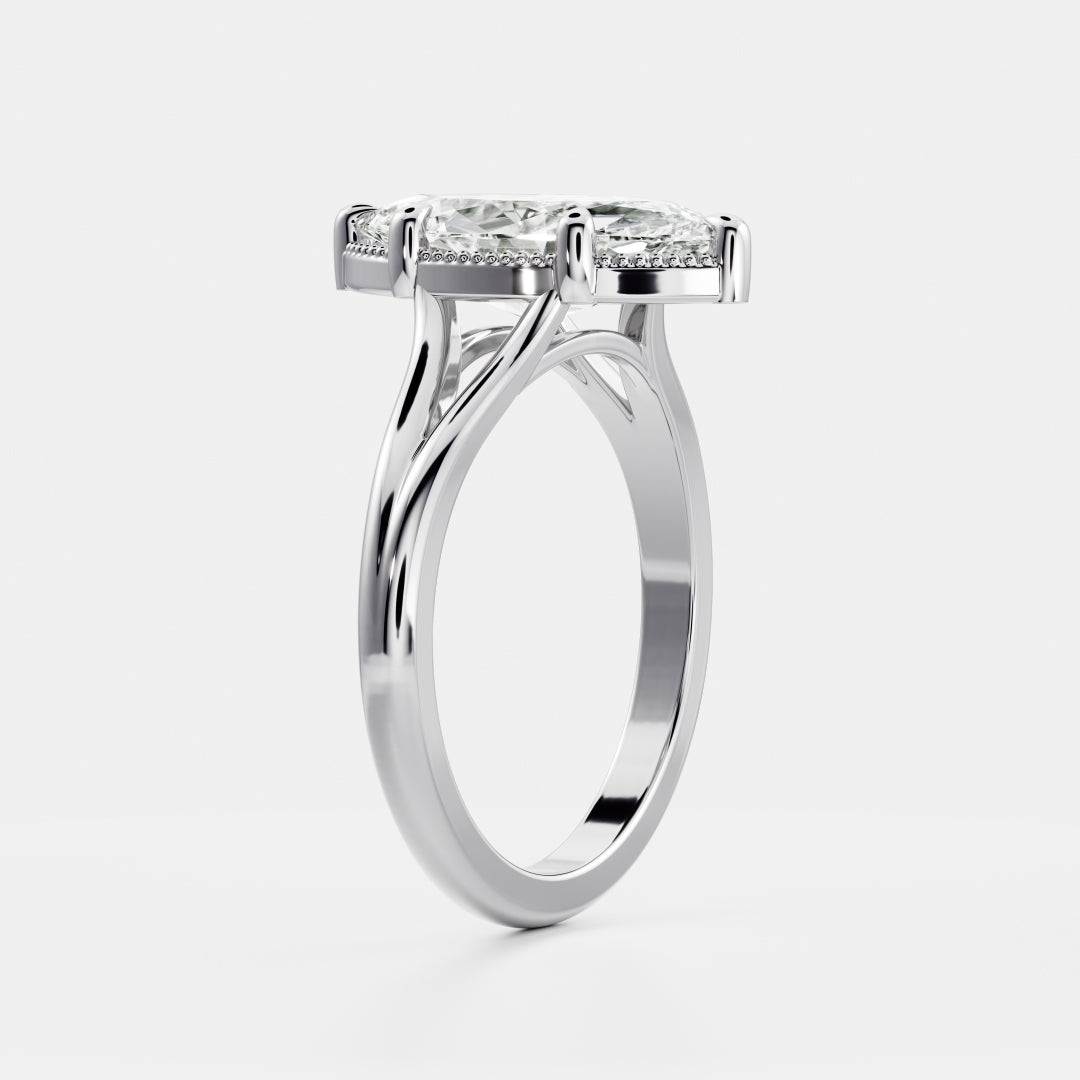 Oval Three Stone Lab Grown Diamond Engagement Ring