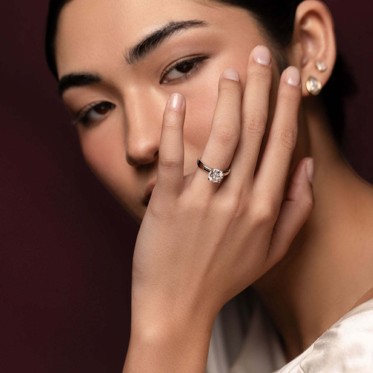 Oval Three Stone Lab Grown Diamond Engagement Ring