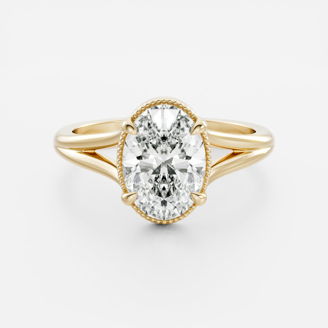 Oval Three Stone Lab Grown Diamond Engagement Ring