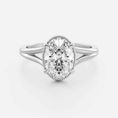 Oval Three Stone Lab Grown Diamond Engagement Ring