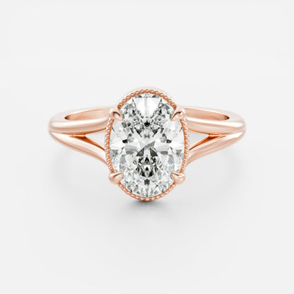 Oval Three Stone Lab Grown Diamond Engagement Ring