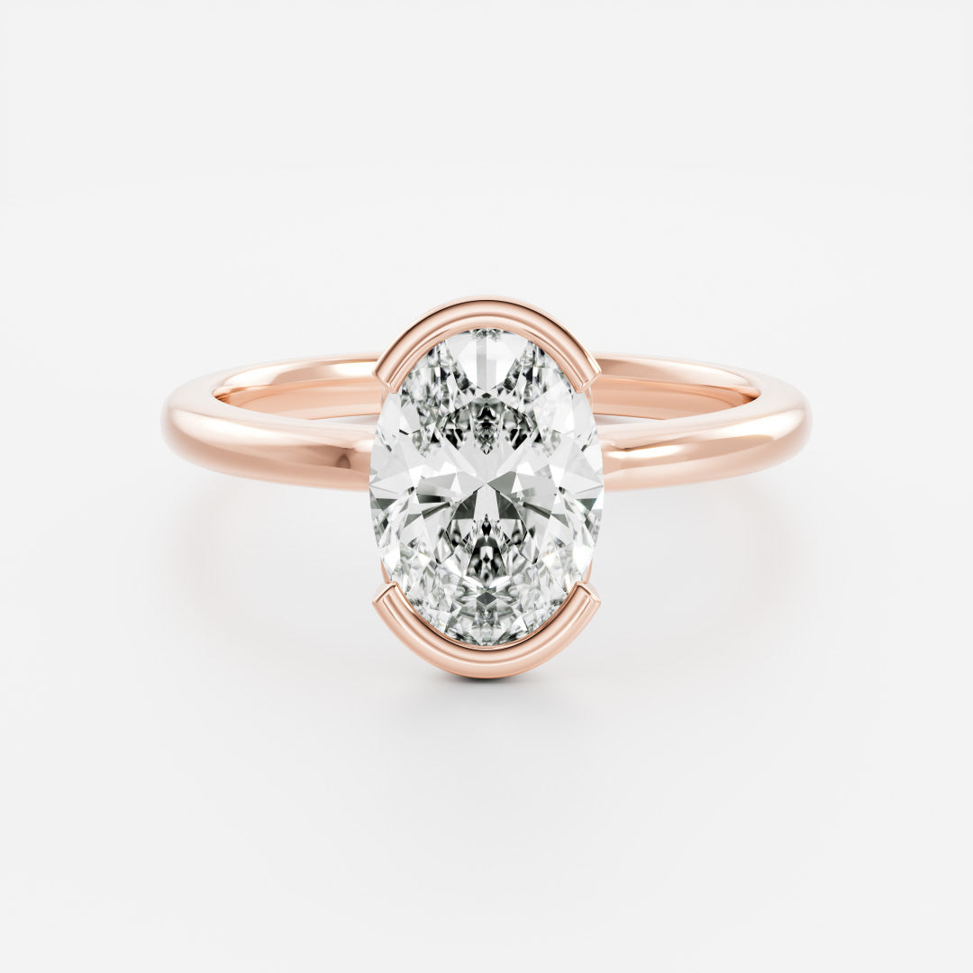 Oval Three Stone Lab Grown Diamond Engagement Ring