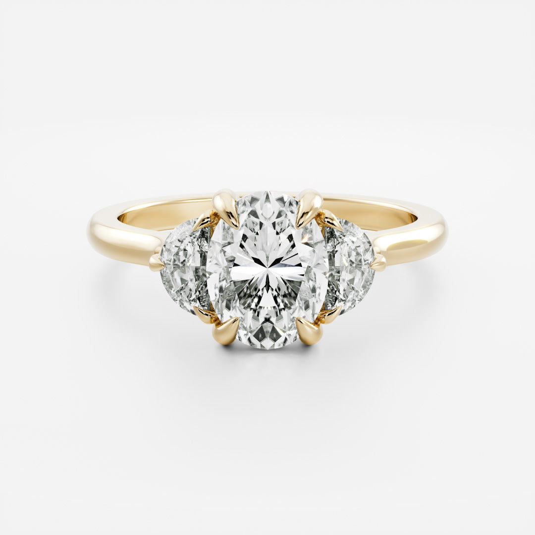 Oval Three Stone Lab Grown Diamond Engagement Ring