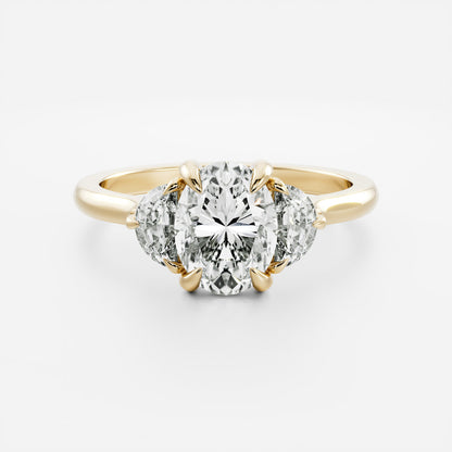 Oval Three Stone Lab Grown Diamond Engagement Ring