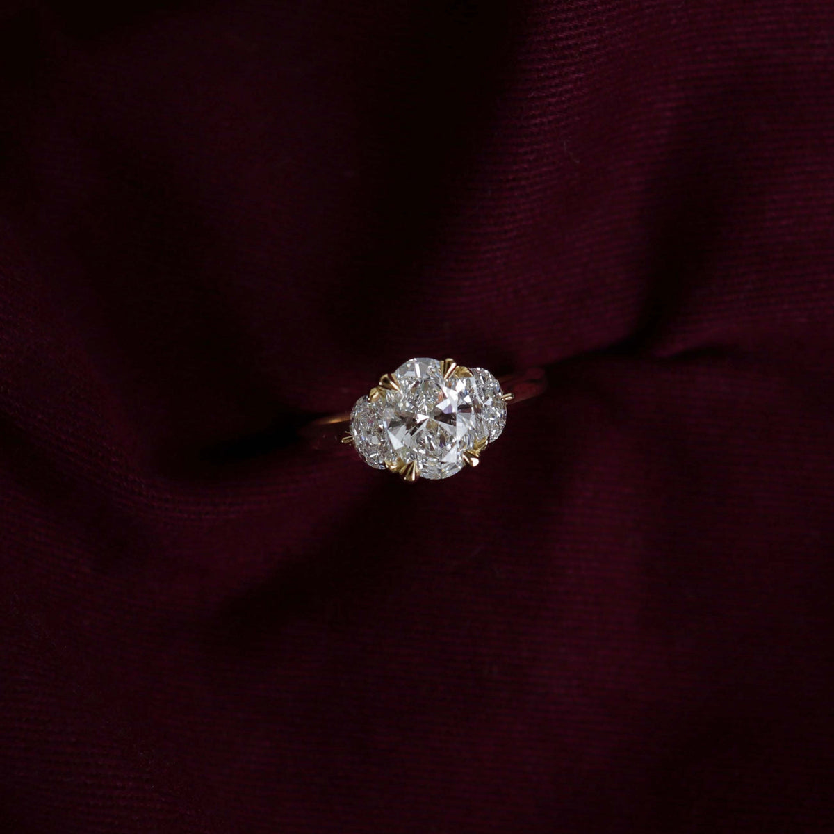 Oval Three Stone Lab Grown Diamond Engagement Ring