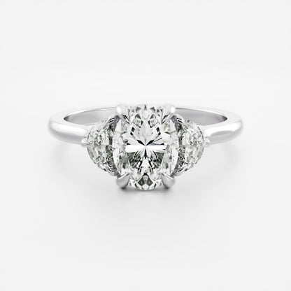 Oval Three Stone Lab Grown Diamond Engagement Ring