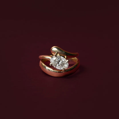 Oval Three Stone Lab Grown Diamond Engagement Ring