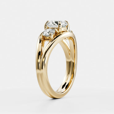 Oval Three Stone Lab Grown Diamond Engagement Ring