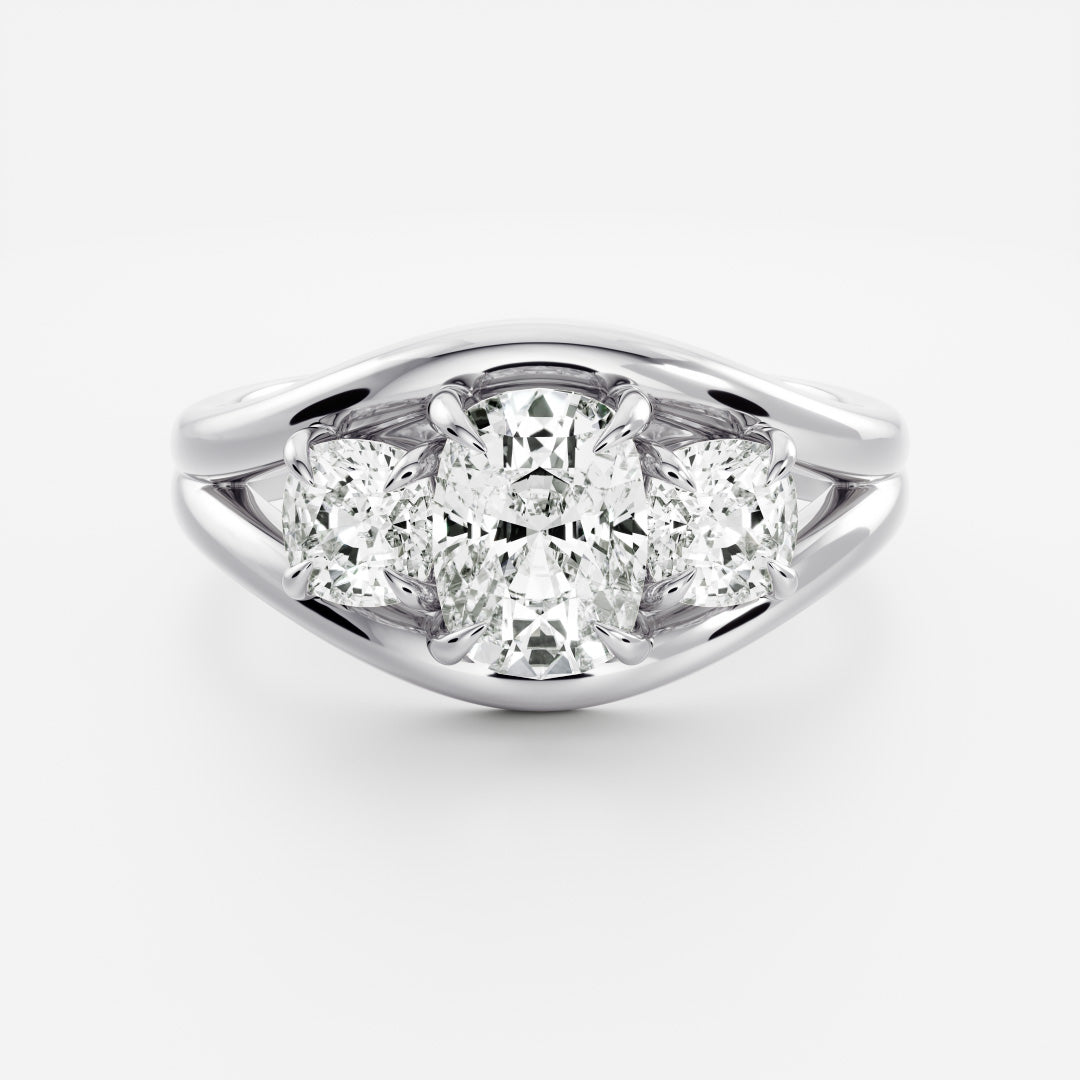 Oval Three Stone Lab Grown Diamond Engagement Ring