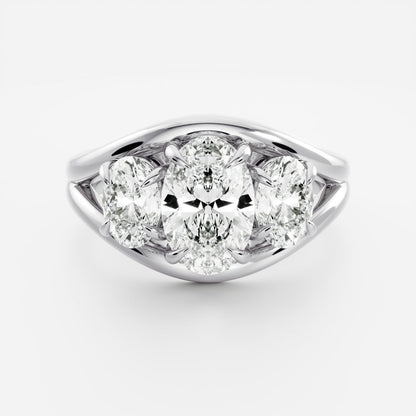 Oval Three Stone Lab Grown Diamond Engagement Ring