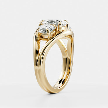 Oval Three Stone Lab Grown Diamond Engagement Ring