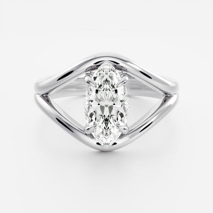 Oval Three Stone Lab Grown Diamond Engagement Ring