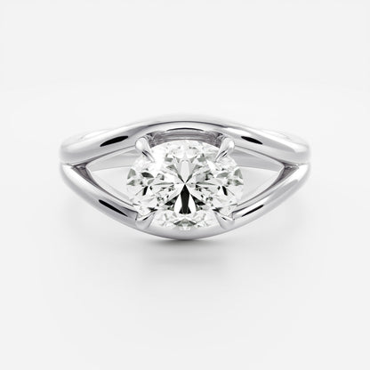 Oval Three Stone Lab Grown Diamond Engagement Ring