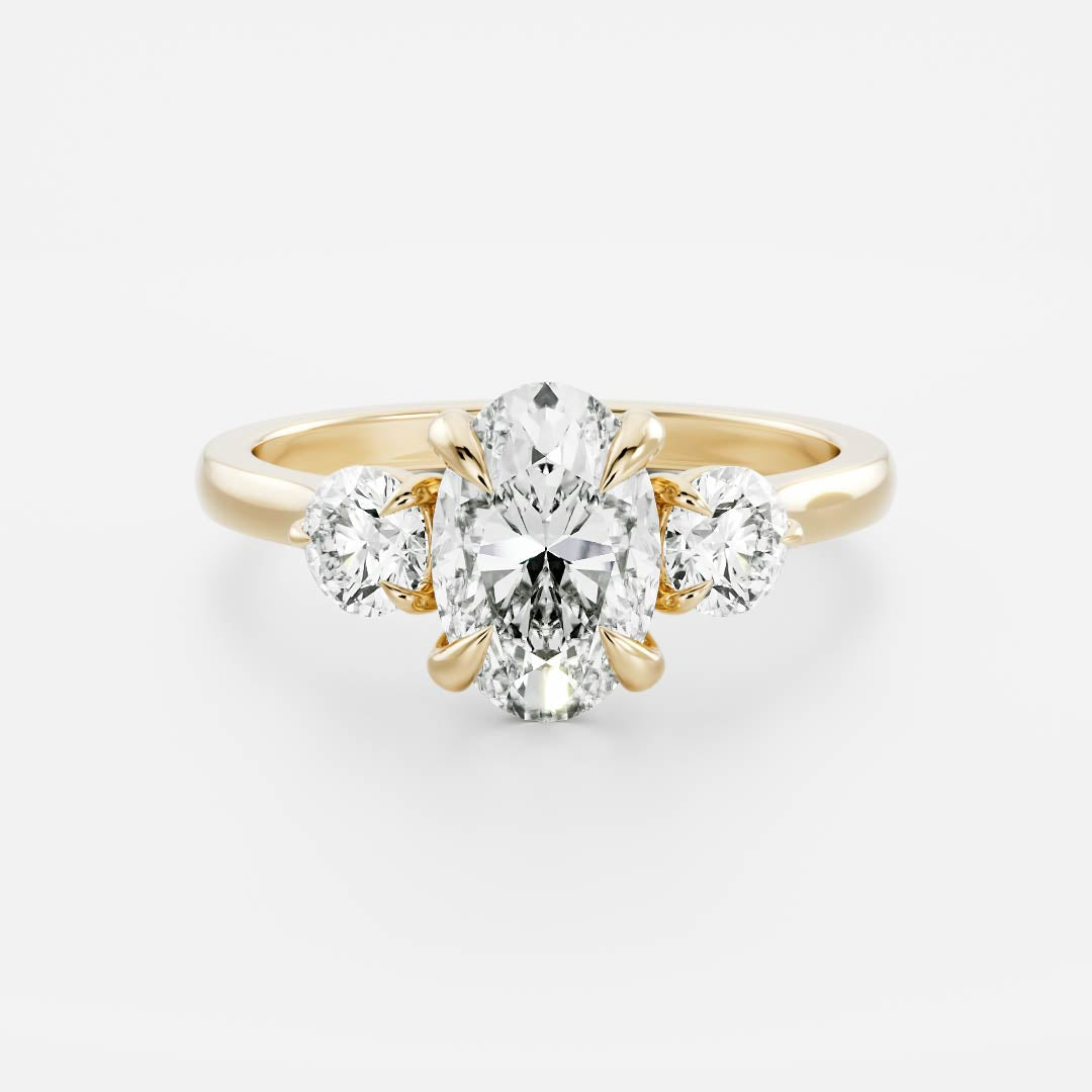 Oval Three Stone Lab Grown Diamond Engagement Ring