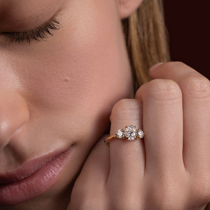 Oval Three Stone Lab Grown Diamond Engagement Ring