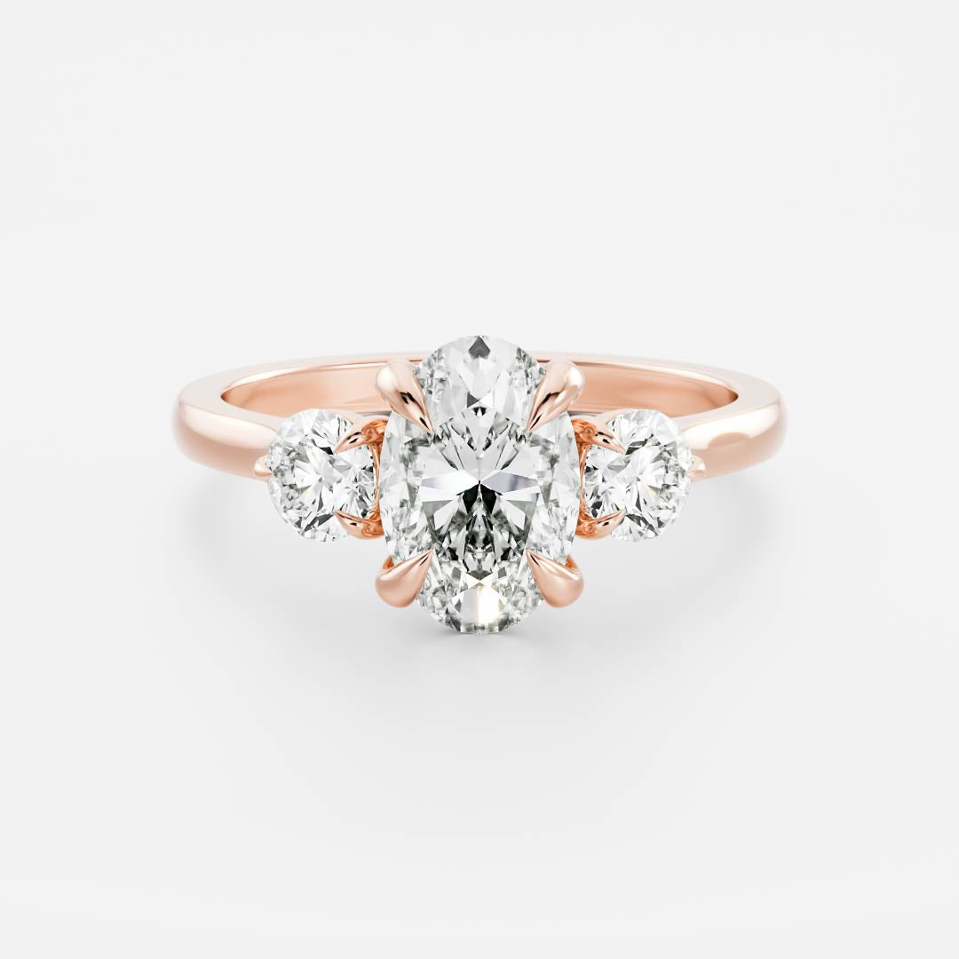 Oval Three Stone Lab Grown Diamond Engagement Ring