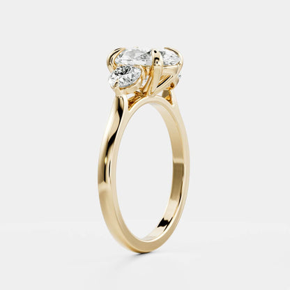 Oval Three Stone Lab Grown Diamond Engagement Ring
