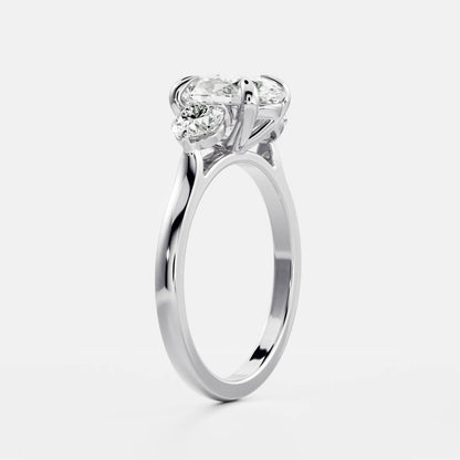 Oval Three Stone Lab Grown Diamond Engagement Ring
