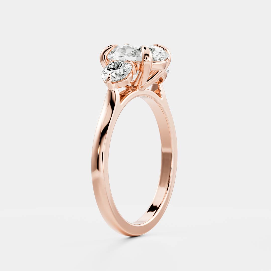 Oval Three Stone Lab Grown Diamond Engagement Ring