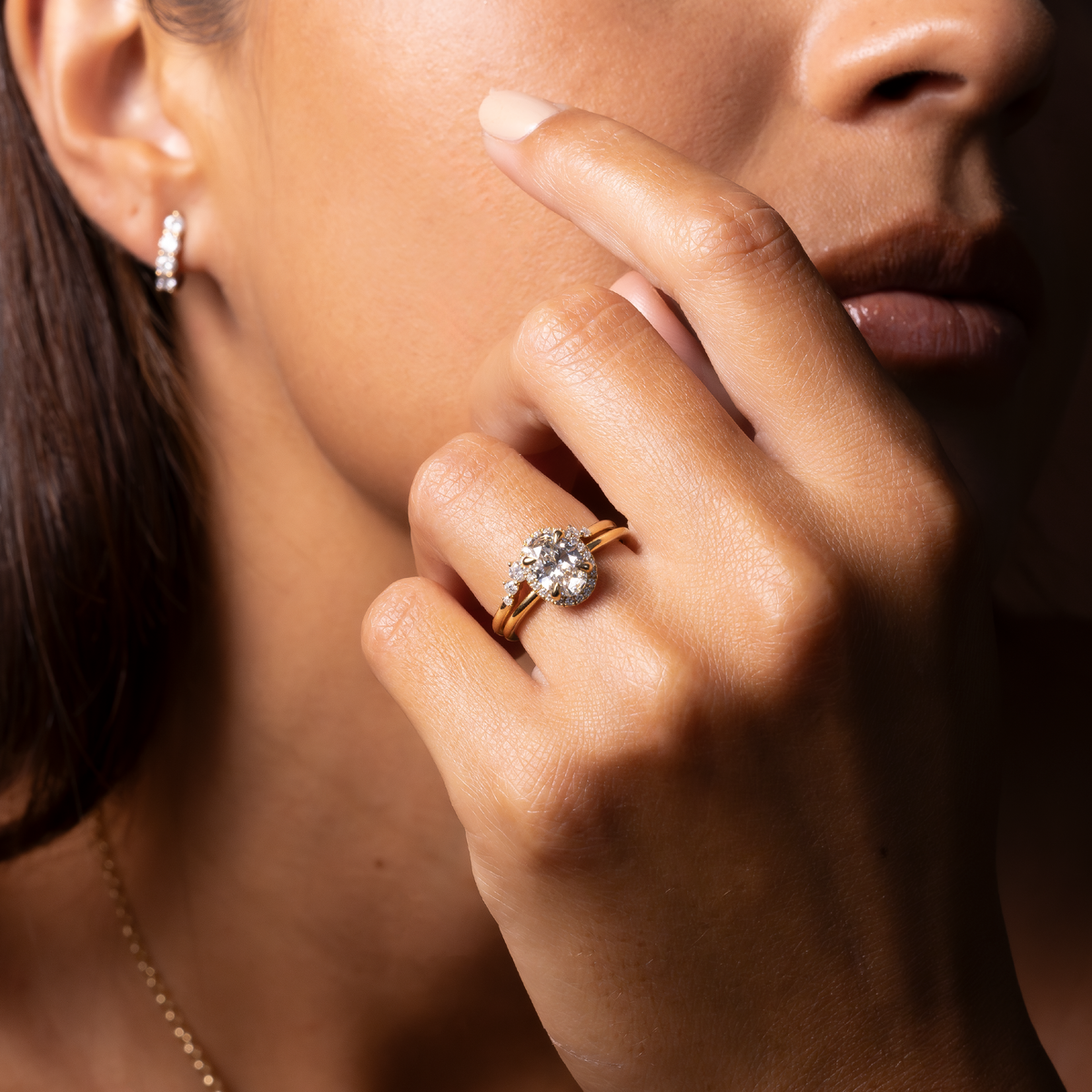 Oval Three Stone Lab Grown Diamond Engagement Ring