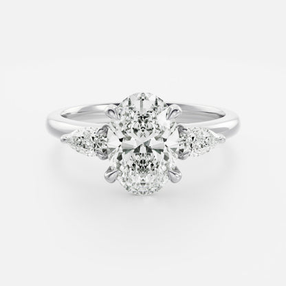 Oval Three Stone Lab Grown Diamond Engagement Ring