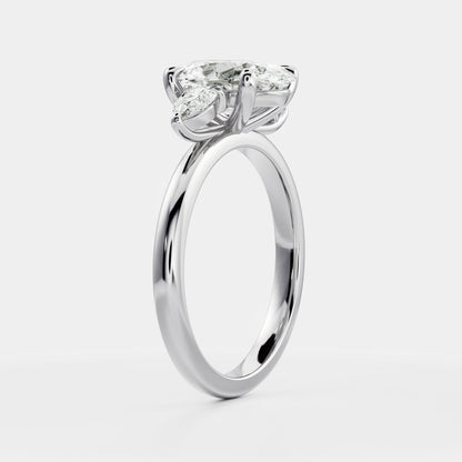 Oval Three Stone Lab Grown Diamond Engagement Ring