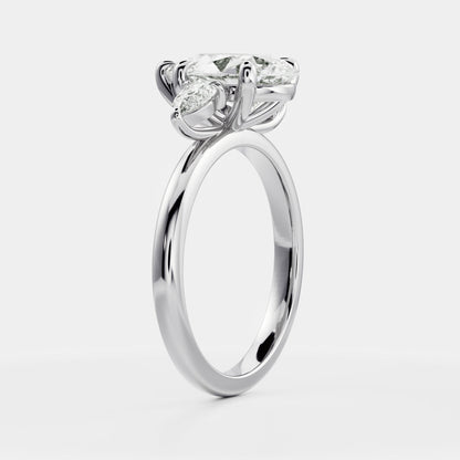 Oval Three Stone Lab Grown Diamond Engagement Ring