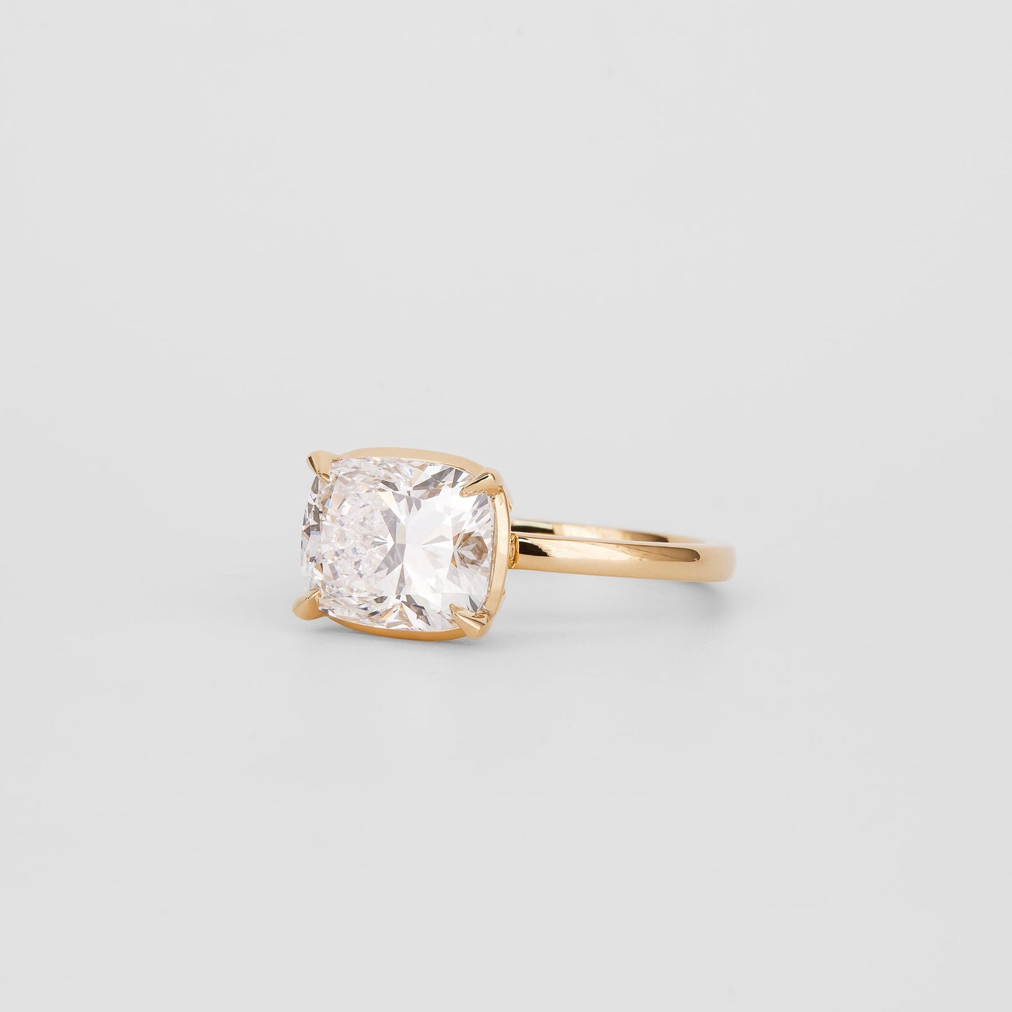 2.92 CT Cushion Cut East West Solitaire Lab Grown Diamond Engagement Ring