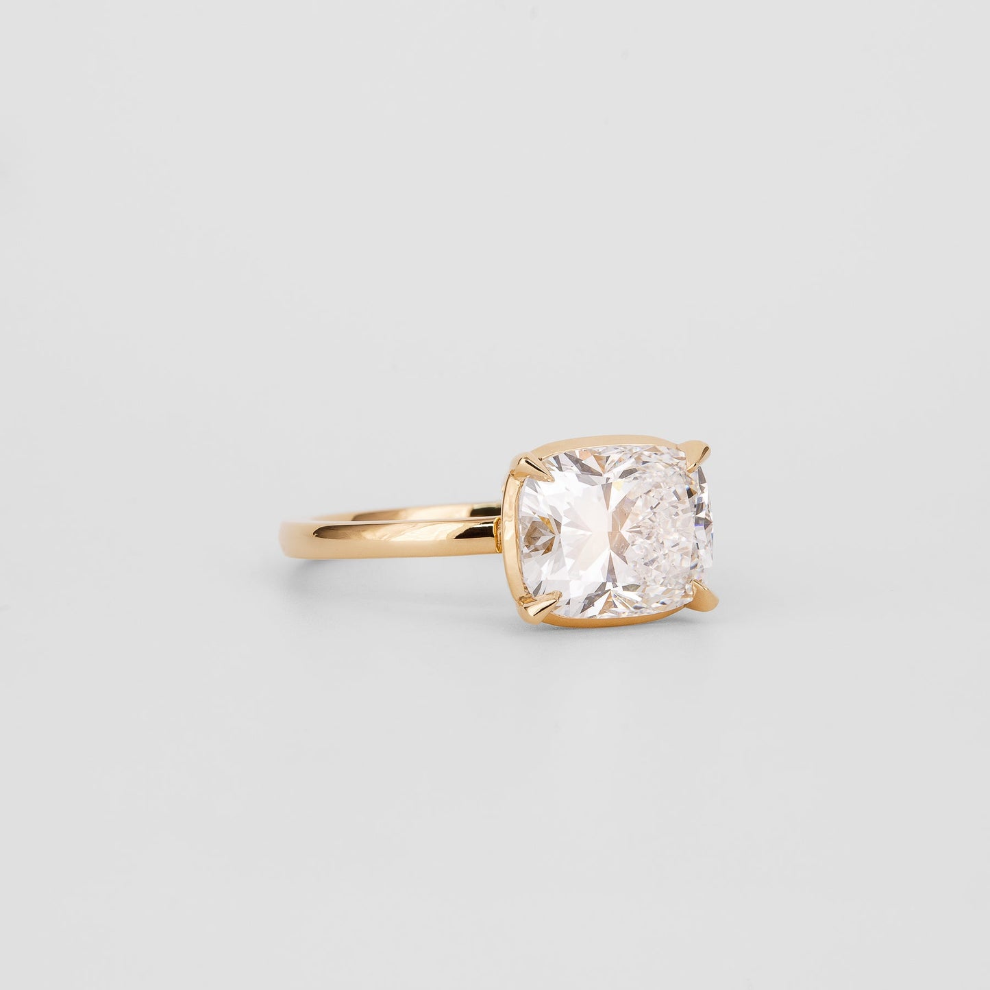 2.92 CT Cushion Cut East West Solitaire Lab Grown Diamond Engagement Ring