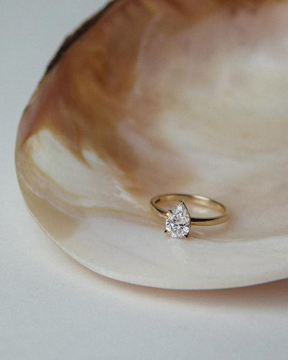 Marquise Shaped Three Stone Lab Grown Diamond Engagement Ring