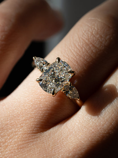 Marquise Shaped Three Stone Lab Grown Diamond Engagement Ring